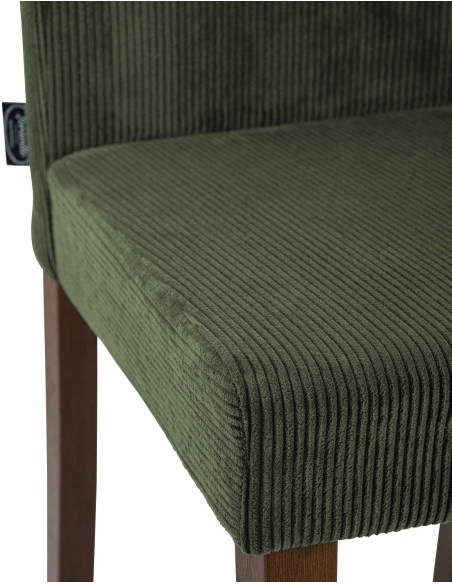 Chaise rétro chic Velours côtelé Vert Bois d'hévéa Marron foncé Aneko - 3