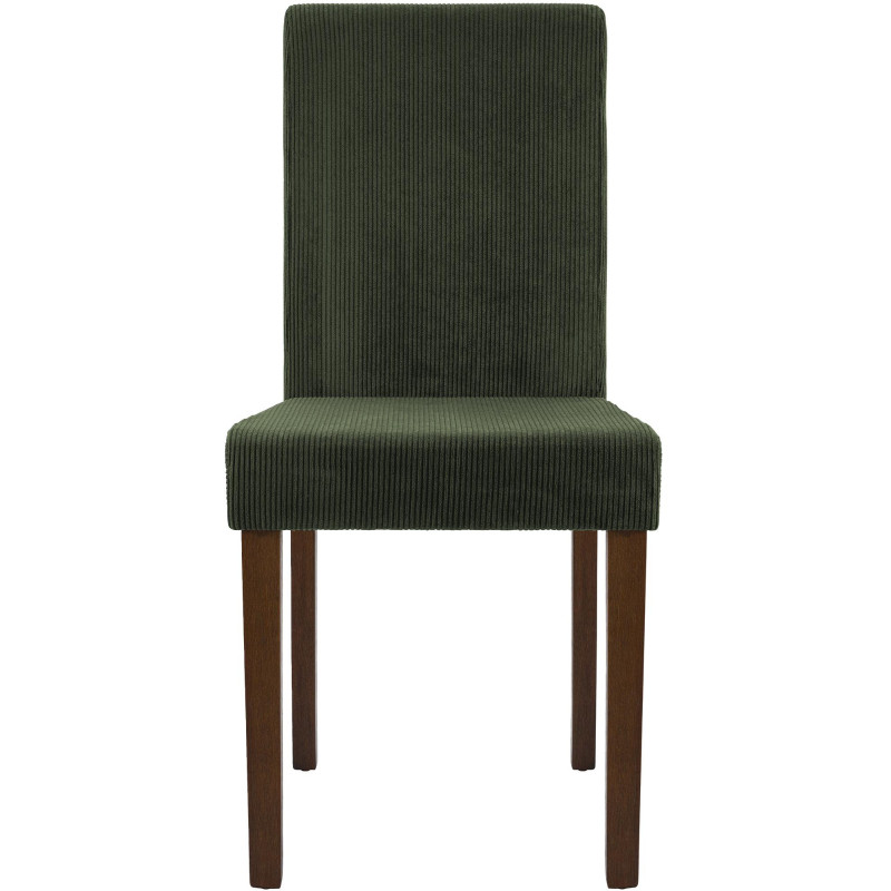 Chaise rétro chic Velours côtelé Vert Bois d'hévéa Marron foncé Aneko - 4