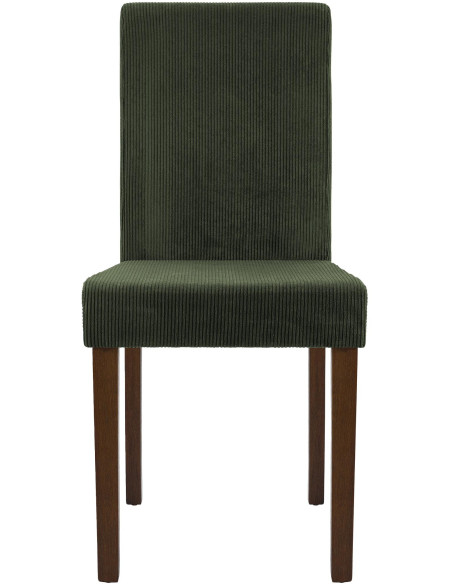 Chaise rétro chic Velours côtelé Vert Bois d'hévéa Marron foncé Aneko - 4