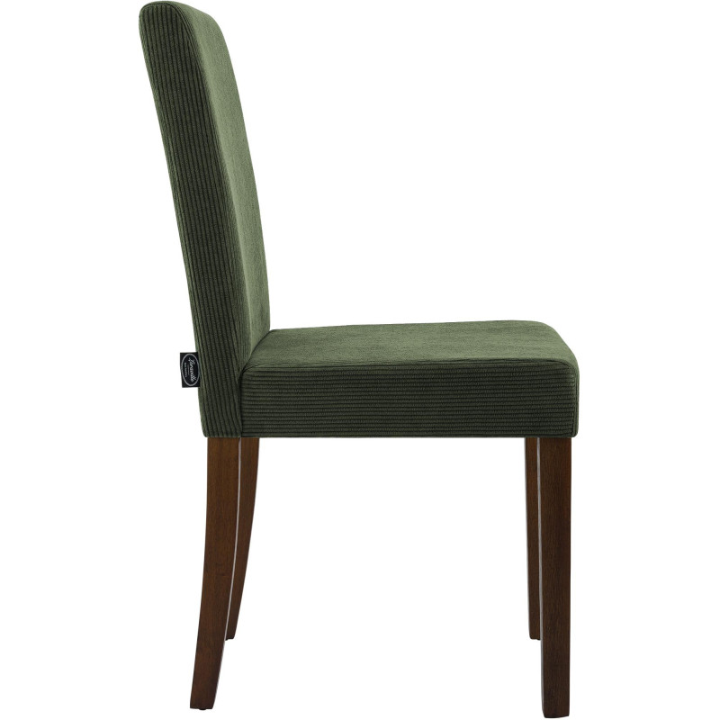 Chaise rétro chic Velours côtelé Vert Bois d'hévéa Marron foncé Aneko - 5
