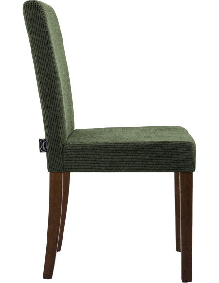 Chaise rétro chic Velours côtelé Vert Bois d'hévéa Marron foncé Aneko - 5