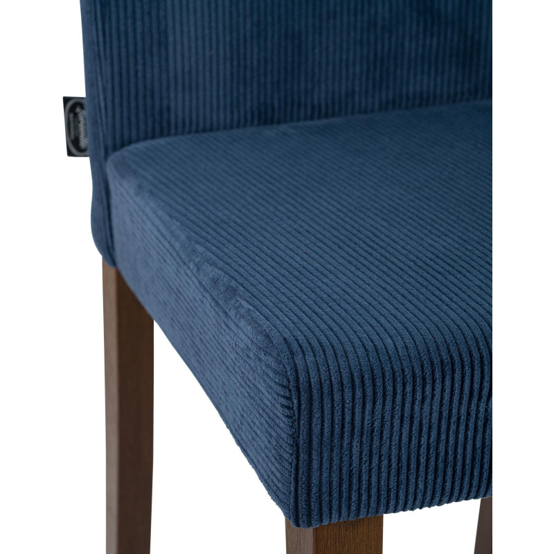Chaise rétro chic Velours côtelé Bleu Bois d'hévéa Marron foncé Aneko - 3