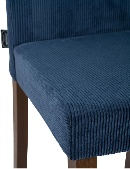 Chaise rétro chic Velours côtelé Bleu Bois d'hévéa Marron foncé Aneko - 3