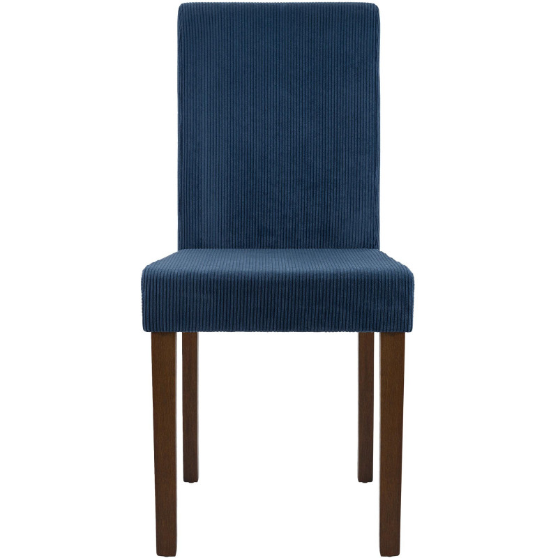 Chaise rétro chic Velours côtelé Bleu Bois d'hévéa Marron foncé Aneko - 4