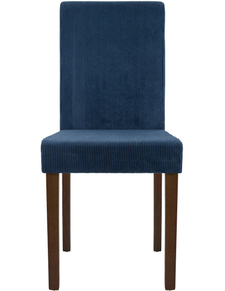 Chaise rétro chic Velours côtelé Bleu Bois d'hévéa Marron foncé Aneko - 4