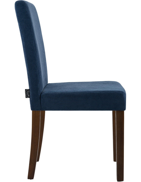 Chaise rétro chic Velours côtelé Bleu Bois d'hévéa Marron foncé Aneko - 5
