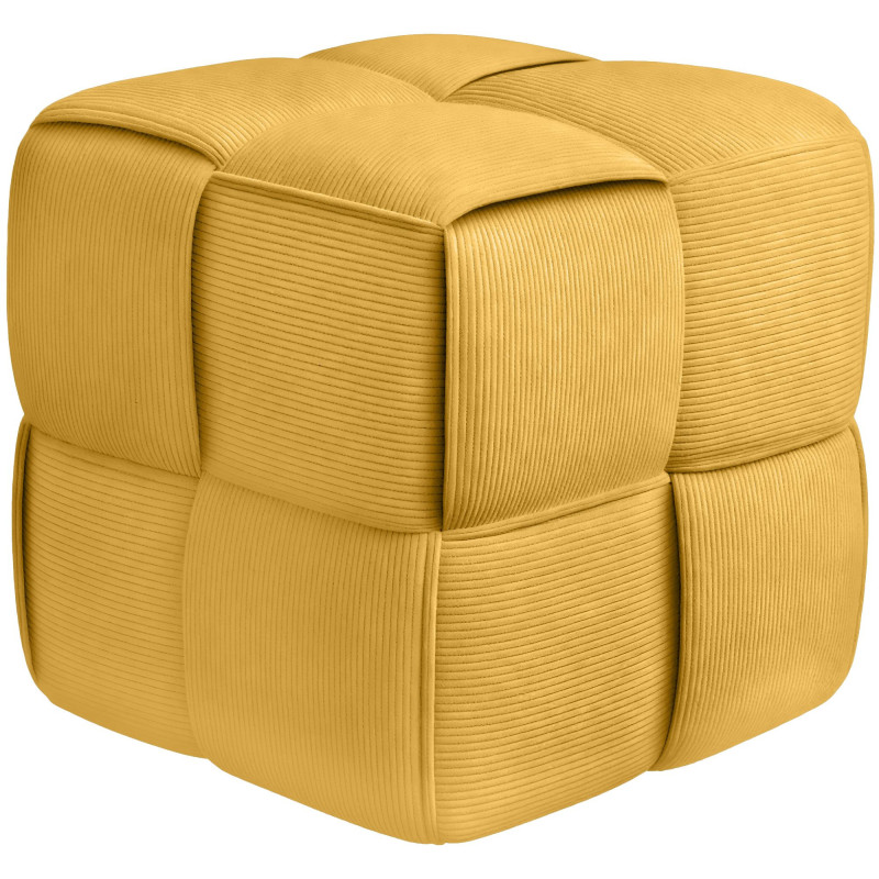 Pouf moderne cocooning Carré 40 cm Velours côtelé Jaune Polypropylène Koeli - 1