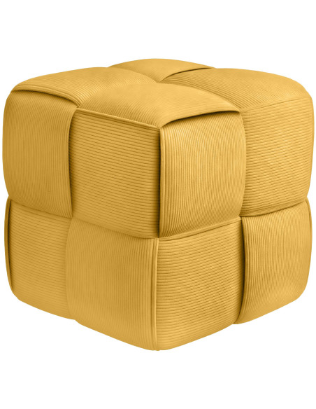 Pouf moderne cocooning Carré 40 cm Velours côtelé Jaune Polypropylène Koeli - 1