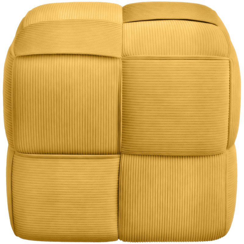 Pouf moderne cocooning Carré 40 cm Velours côtelé Jaune Polypropylène Koeli - 3