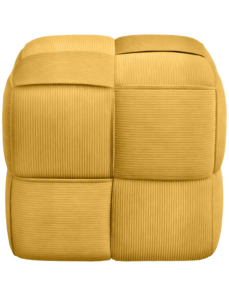 Pouf moderne cocooning Carré 40 cm Velours côtelé Jaune Polypropylène Koeli - 3