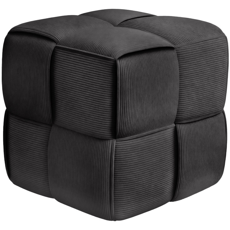 Pouf moderne cocooning Carré 40 cm Velours côtelé Gris foncé Polypropylène Koeli - 1