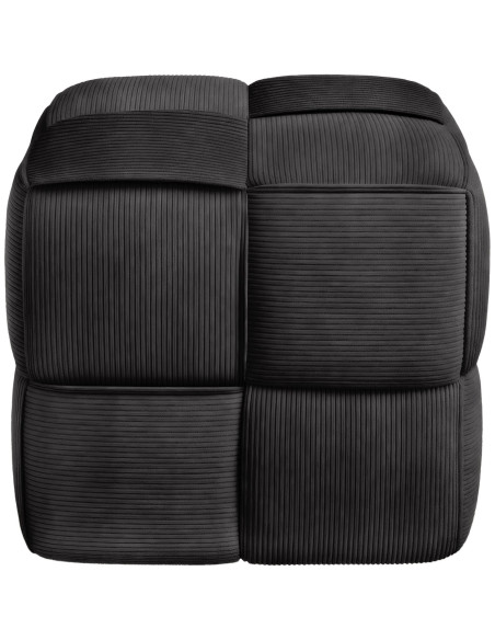 Pouf moderne cocooning Carré 40 cm Velours côtelé Gris foncé Polypropylène Koeli - 3