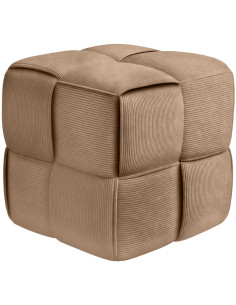 Pouf moderne cocooning Carré 40 cm Velours côtelé Taupe Polypropylène Koeli - 1
