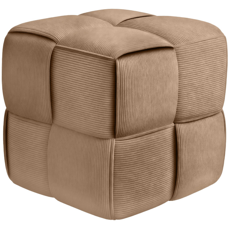 Pouf moderne cocooning Carré 40 cm Velours côtelé Taupe Polypropylène Koeli - 1