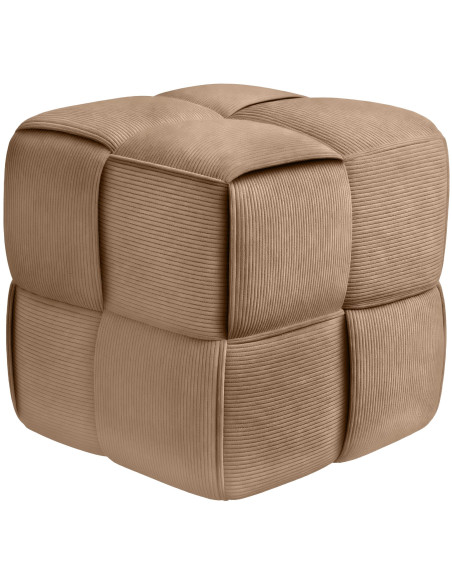 Pouf moderne cocooning Carré 40 cm Velours côtelé Taupe Polypropylène Koeli - 1