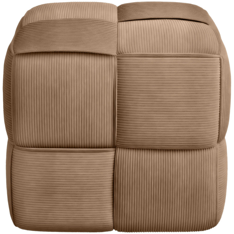 Pouf moderne cocooning Carré 40 cm Velours côtelé Taupe Polypropylène Koeli - 3