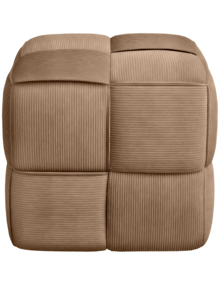 Pouf moderne cocooning Carré 40 cm Velours côtelé Taupe Polypropylène Koeli - 3