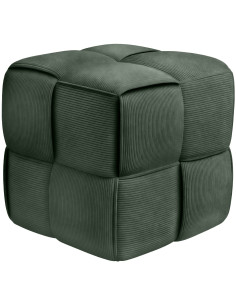 Pouf moderne cocooning Carré 40 cm Velours côtelé Vert foncé Polypropylène Koeli - 1