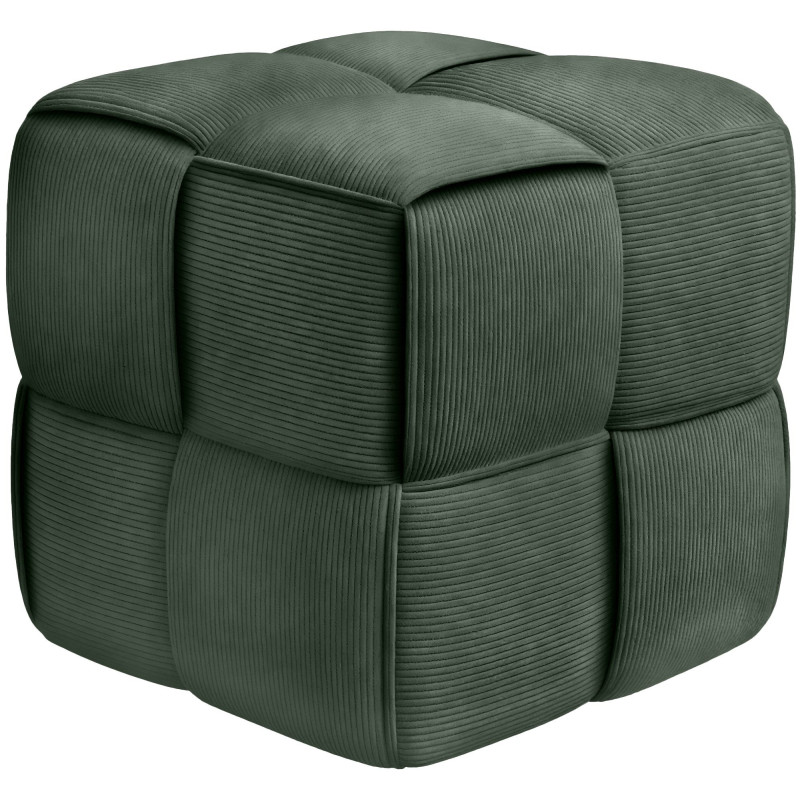 Pouf moderne cocooning Carré 40 cm Velours côtelé Vert foncé Polypropylène Koeli - 1