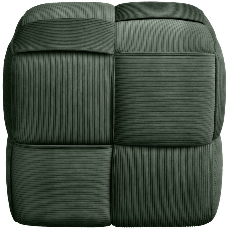 Pouf moderne cocooning Carré 40 cm Velours côtelé Vert foncé Polypropylène Koeli - 3