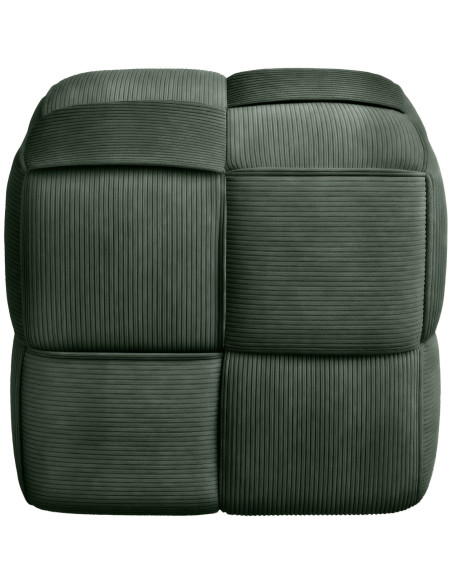 Pouf moderne cocooning Carré 40 cm Velours côtelé Vert foncé Polypropylène Koeli - 3