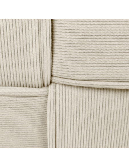 Pouf moderne cocooning Carré 40 cm Velours côtelé Blanc crème Polypropylène Koeli - 2