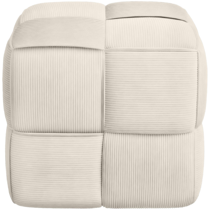 Pouf moderne cocooning Carré 40 cm Velours côtelé Blanc crème Polypropylène Koeli - 3