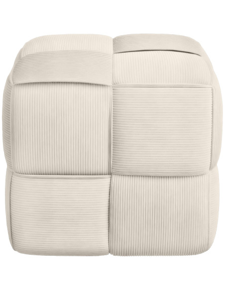 Pouf moderne cocooning Carré 40 cm Velours côtelé Blanc crème Polypropylène Koeli - 3