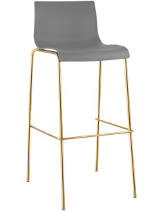 Tabouret de bar moderne chic Polypropylène Gris Métal Doré Brillant Zeyon - 1