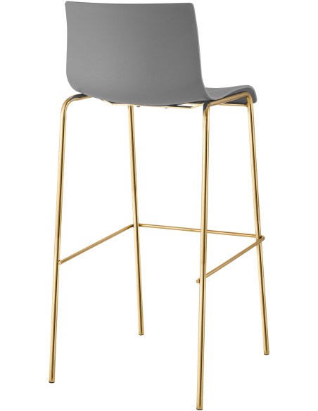 Tabouret de bar moderne chic Polypropylène Gris Métal Doré Brillant Zeyon - 3