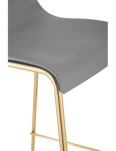 Tabouret de bar moderne chic Polypropylène Gris Métal Doré Brillant Zeyon - 4