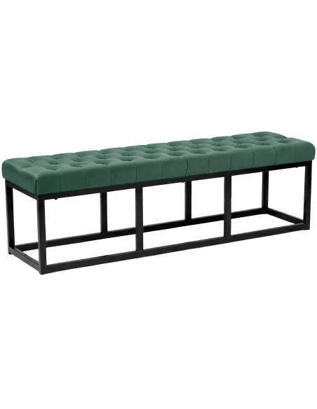 Banc capitonné moderne chic 3 places Velours Vert Métal Noir Mat Warel - 1
