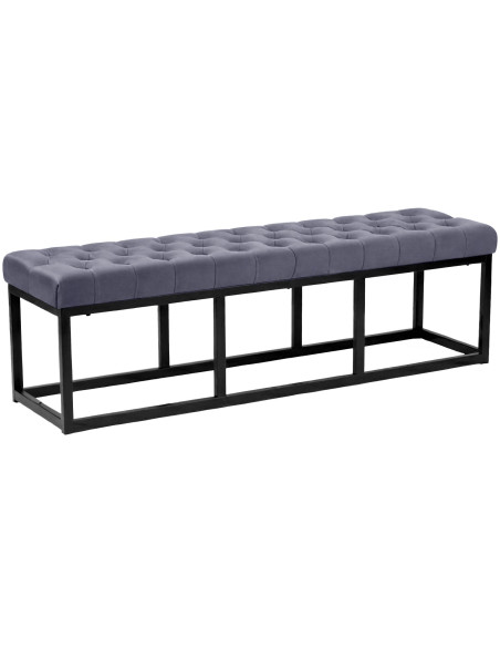 Banc capitonné moderne chic 3 places Velours Gris Métal Noir Mat Warel - 1