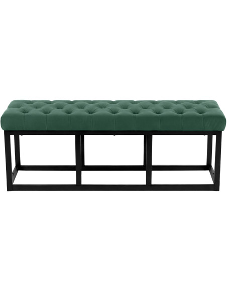 Banc capitonné moderne chic 2 places Velours Vert Métal Noir Mat Warel - 2