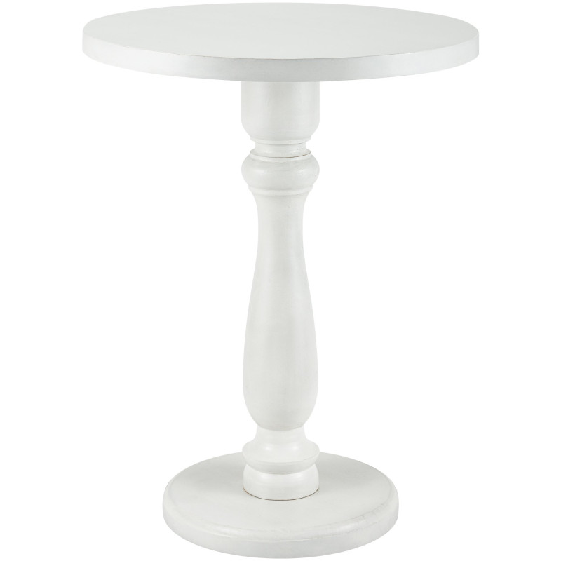 Sellette haute vintage chic Ronde 50 cm Bois de mindi massif Blanc Olmir  - 1
