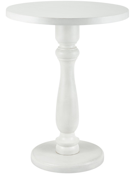 Sellette haute vintage chic Ronde 50 cm Bois de mindi massif Blanc Olmir  - 1