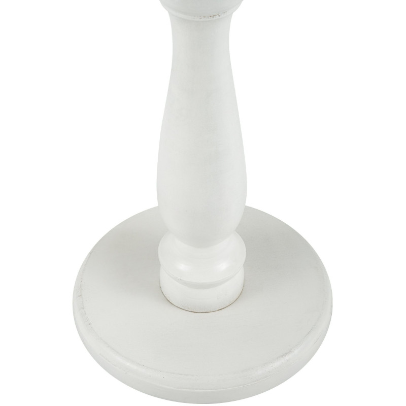 Sellette haute vintage chic Ronde 50 cm Bois de mindi massif Blanc Olmir  - 2