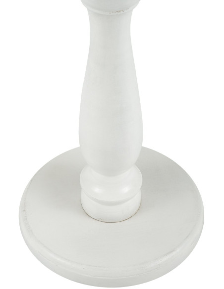 Sellette haute vintage chic Ronde 50 cm Bois de mindi massif Blanc Olmir  - 2