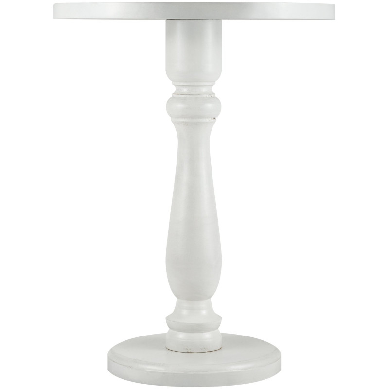 Sellette haute vintage chic Ronde 50 cm Bois de mindi massif Blanc Olmir  - 4