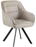 Chaise de salle à manger pivotante tissu crème et métal noir 57 x 64 x 89 cm Marik