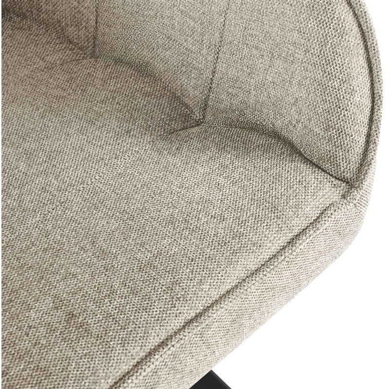 Fauteuil de table vintage chic pivotant Tissu Blanc crème Métal Noir Mat Marik - 3
