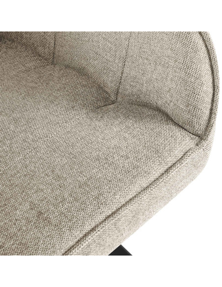 Fauteuil de table vintage chic pivotant Tissu Blanc crème Métal Noir Mat Marik - 3