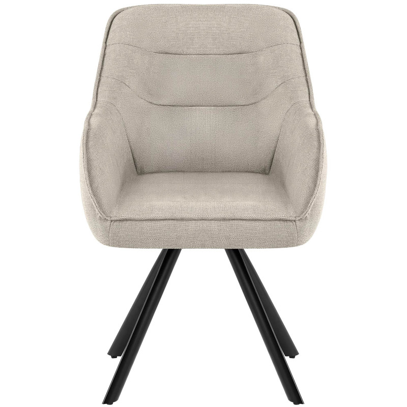 Fauteuil de table vintage chic pivotant Tissu Blanc crème Métal Noir Mat Marik - 4