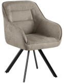 Chaise de salle à manger pivotante tissu taupe et métal noir 57 x 64 x 89 cm Marik