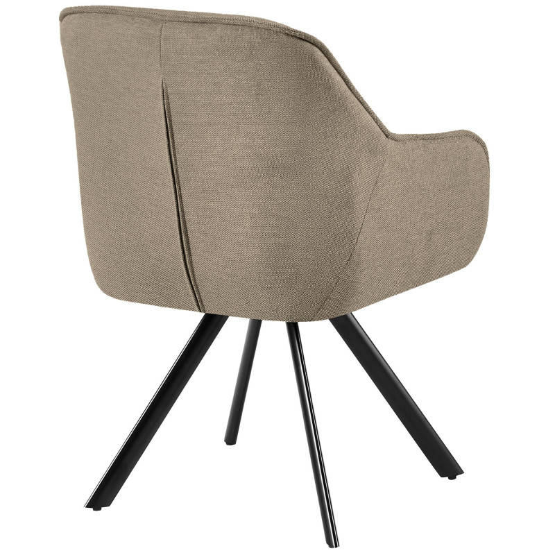 Fauteuil de table vintage chic pivotant Tissu Taupe Métal Noir Mat Marik - 2