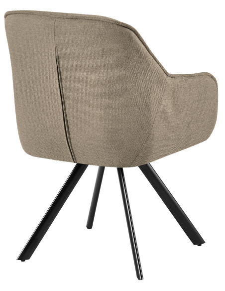 Fauteuil de table vintage chic pivotant Tissu Taupe Métal Noir Mat Marik - 2