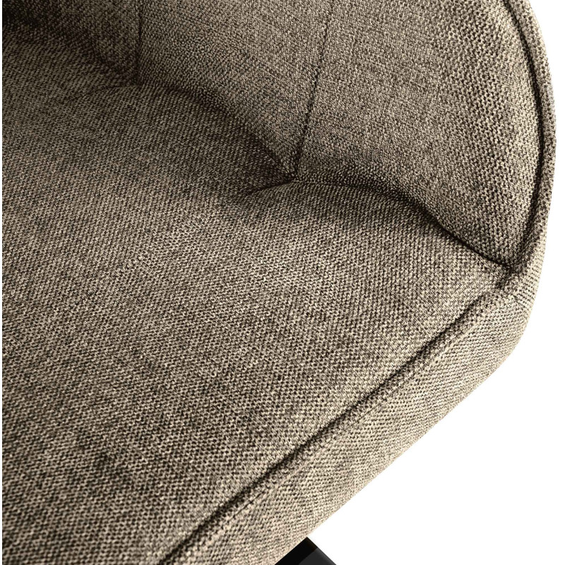 Fauteuil de table vintage chic pivotant Tissu Taupe Métal Noir Mat Marik - 3