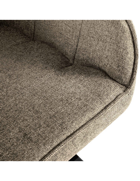 Fauteuil de table vintage chic pivotant Tissu Taupe Métal Noir Mat Marik - 3