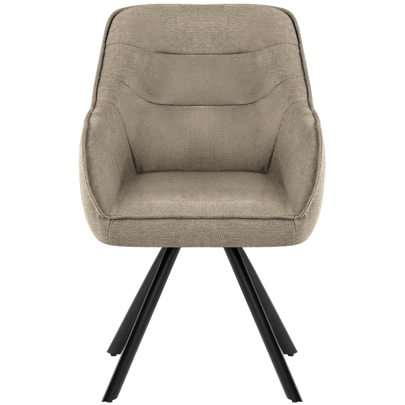 Fauteuil de table vintage chic pivotant Tissu Taupe Métal Noir Mat Marik - 4