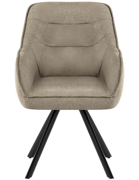 Fauteuil de table vintage chic pivotant Tissu Taupe Métal Noir Mat Marik - 4